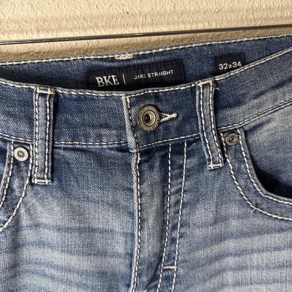 BKE Jake Straight Jeans Men’s 32x34 Medium Wash Denim Casual Distresed - Picture 2 of 5